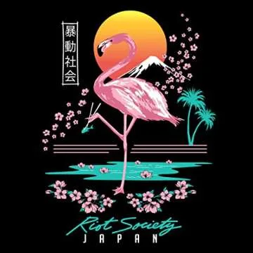 Riot Society Flamingo Blossom Mens Long Sleeve T-Shirt - Black, X-Large