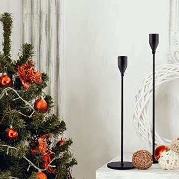 Matte Black Candle Holders Set of 3pcs for Taper Candles, Elegant Candlestick Holder fits About 0.85Inches Slim Candles, Suitable for Wedding Dinning Party Home Decoration