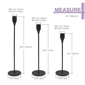 Elegant Matte Black Candle Holders Set for Home Decor