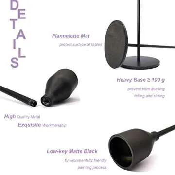 Elegant Matte Black Candle Holders Set for Home Decor