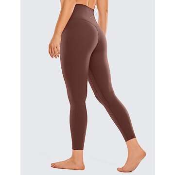 CRZ YOGA Women's Brushed Naked Feeling Workout Leggings - High Waisted Compression Yoga Pants Taupe ...