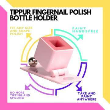 Nail Polish Holder - Anti-Spill Nail Polish Organizer Case-Nail Care Products with Rubber Pad Grippy Bottom & Wide Stable Base-Nail Polish Holder and Organizer for Mani/Pedi, Nail Art Tools (Pink)