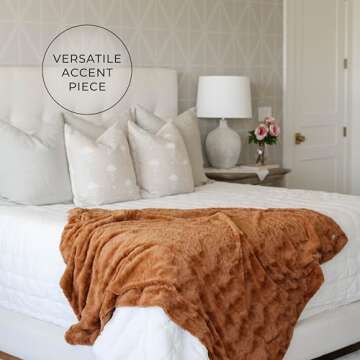 GRACED SOFT LUXURIES Throw Blanket Faux Fur Large Warm Cozy Comfy Cuddly Super Soft Throws for Couch, Sofa, Bed, Living Room, Travel (Large 50" x 60", Camel)