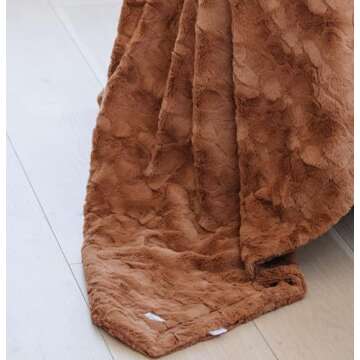 GRACED SOFT LUXURIES Throw Blanket Faux Fur Large Warm Cozy Comfy Cuddly Super Soft Throws for Couch, Sofa, Bed, Living Room, Travel (Large 50" x 60", Camel)