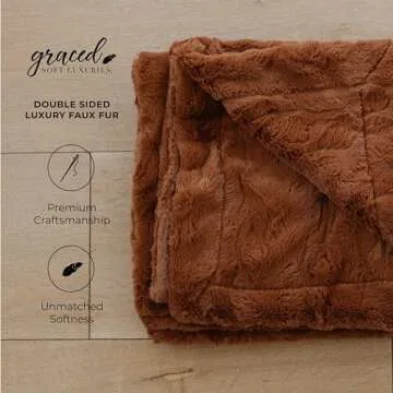 GRACED SOFT LUXURIES Throw Blanket Faux Fur Large Warm Cozy Comfy Cuddly Super Soft Throws for Couch, Sofa, Bed, Living Room, Travel (Large 50" x 60", Camel)