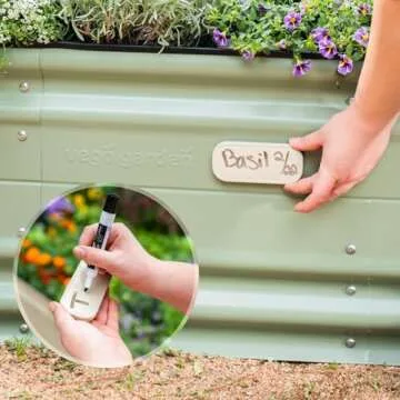 Vego garden 17" Tall 10 in 1 Novel Modular Raised Garden Bed Kit, Metal Planter Box for Vegetables Flowers Herbs, Included 2 in 1 Wrench & Magnetic Plant Tags, Pearl White