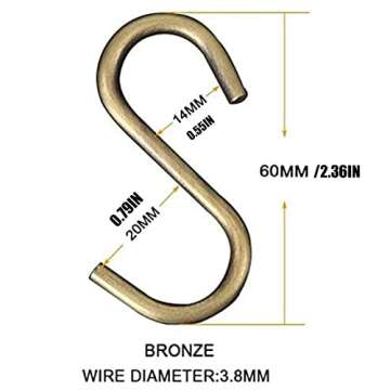 TOPIND 20 Pack 2.4in S Hooks, Heavy Duty Steel S Hanging Hooks for Kitchen, Workshop, Bathroom, Gard...