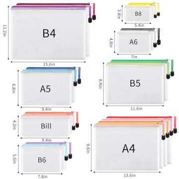 EOOUT 56pcs Mesh Zipper Pouch, Waterproof Zipper Bags, 8 Sizes Plastic Travel Pouch, 18 Colors, Mult...