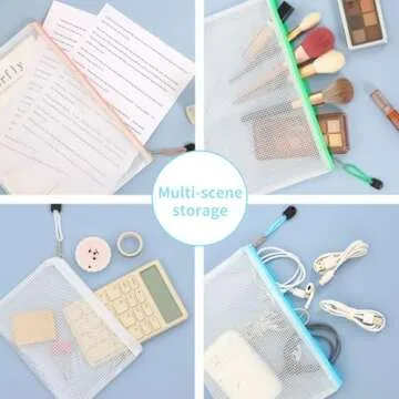 EOOUT 56pcs Mesh Zipper Pouch, Waterproof Zipper Bags, 8 Sizes Plastic Travel Pouch, 18 Colors, Multipurpose for Travel Storage, Office Appliances