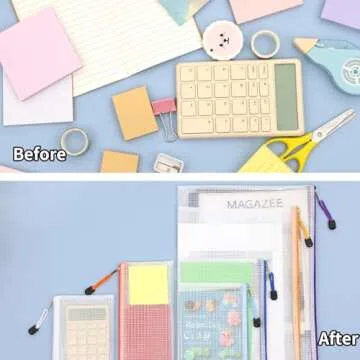 EOOUT 56pcs Mesh Zipper Pouch, Waterproof Zipper Bags, 8 Sizes Plastic Travel Pouch, 18 Colors, Multipurpose for Travel Storage, Office Appliances