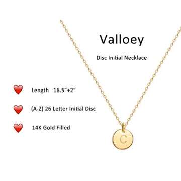 Valloey Rover Initial Necklaces for Women - 14K Gold Plated Personalized Jewelry Gift