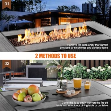 Walsunny Outdoor Propane Fire Pit Table 45 Inch Stylish Heat