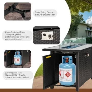 Walsunny Outdoor Propane Fire Pit Table 45 Inch Stylish Heat