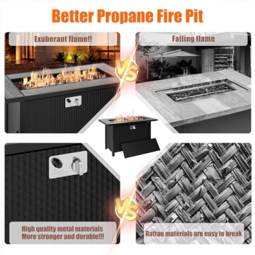 Walsunny Outdoor Propane Fire Pit Table 45 Inch Stylish Heat