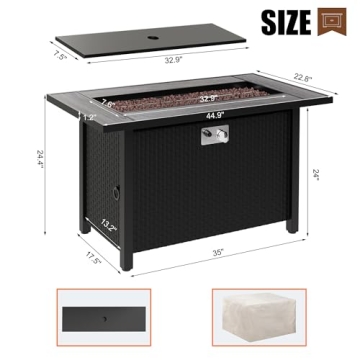 Walsunny Outdoor Propane Fire Pit Table 45 Inch Stylish Heat