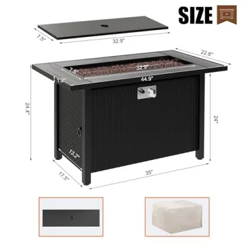 Walsunny Outdoor Propane Fire Pit Table 45 Inch Stylish Heat