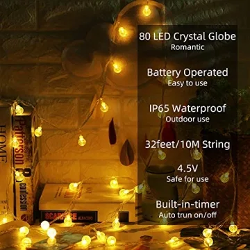Metaku Globe Fairy Lights - 33ft Remote Operated String Lights