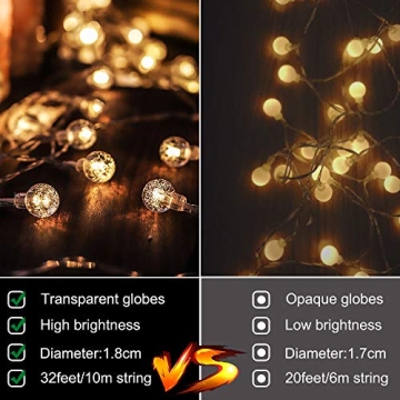 Metaku Globe Fairy Lights - 33ft Remote Operated String Lights