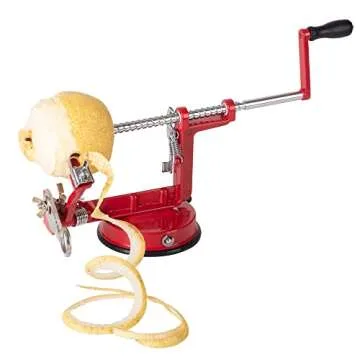 Apple Peeler Slicer Corer Versatile Apple Slicer and Corer with Stainless Steel Blades and Suction Base, Fruit Peeler Apple Peelers for Kitchen Durable Alloy Apple Peeler Red