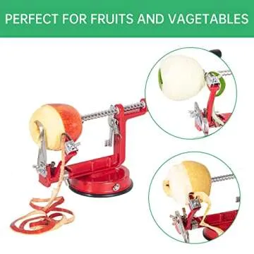 Apple Peeler Slicer Corer Versatile Apple Slicer and Corer with Stainless Steel Blades and Suction Base, Fruit Peeler Apple Peelers for Kitchen Durable Alloy Apple Peeler Red