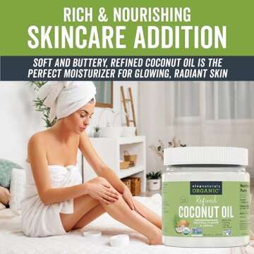 Viva Naturals Refined Coconut Oil - Expeller-Pressed Organic Coconut Oil for Cooking and Baking with Neutral Flavor & Aroma - USDA Organic Certified Hair Oil and Skin Moisturizer, 16 Fl Oz