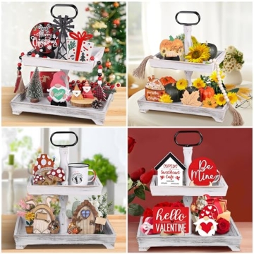 Eufrozy Rustic Tiered Tray Stand for Kitchen Decor