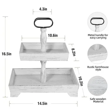 Eufrozy Rustic Tiered Tray Stand for Kitchen Decor