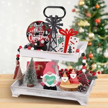 Eufrozy Rustic Tiered Tray Stand for Kitchen Decor