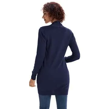 Women's Long Sleeve Soft Chunky Knit Sweater Open Front Cardigan Black XL