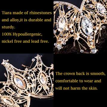 COCIDE Gold Crown for Women Baroque Queen Crown and Tiara for Girls Crystal Headband Mermaid Crown Princess Hair Accessories for Bride Birthday Party Bridesmaids Halloween Costume Cosplay