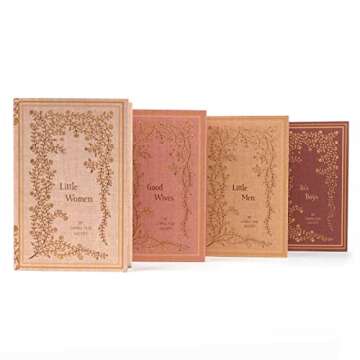 Little Women Book Set | Four-Volume Hardcover Book Set with Custom Designed Juniper Books Dust Jackets | Author Louisa May Alcott