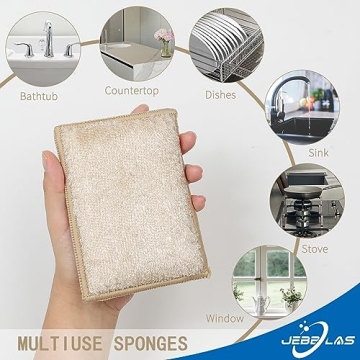 JEBBLAS Bamboo Dish Sponges for Eco-friendly Cleaning