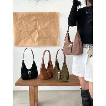 Chic Retro Suede Shoulder Bag - Women's Hobo Tote for Any Occasion