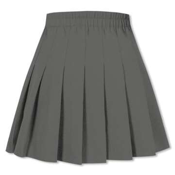 SANGTREE Grey Pleated Mini Skirt, Skater Skirt for Women, Plus Size Mini Skirt with 2 Pockets, School Uniform Skirt, Short A-Line Skirt, A# Plain- Grey with 2 Pockets, US S