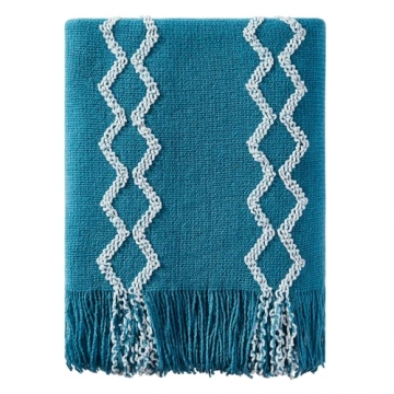 Soft Fluffy Chenille Fringe Throw Blanket 50" x 60" Teal