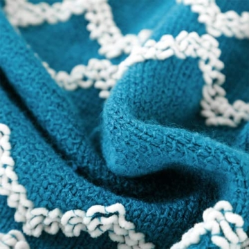 Soft Fluffy Chenille Fringe Throw Blanket 50" x 60" Teal