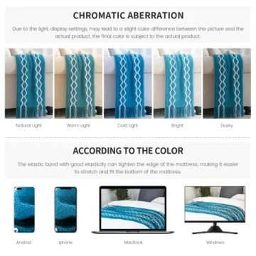 Soft Fluffy Chenille Fringe Throw Blanket 50" x 60" Teal