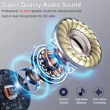 Wireless Earbuds, 2024 Bluetooth 5.4 Earbuds Hi-Fi Stereo, 3g Mini Ear Buds with 4 ENC Mic, Bluetooth Headphones in Ear, 30H USB-C LED Charging Case, IP7 Waterproof Wireless Earphones for Android iOS