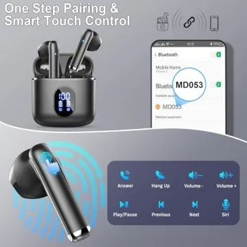 Wireless Earbuds, 2024 Bluetooth 5.4 Earbuds Hi-Fi Stereo, 3g Mini Ear Buds with 4 ENC Mic, Bluetooth Headphones in Ear, 30H USB-C LED Charging Case, IP7 Waterproof Wireless Earphones for Android iOS