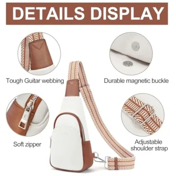 CLUCI Women's Vegan Leather Sling Bag with Guitar Strap