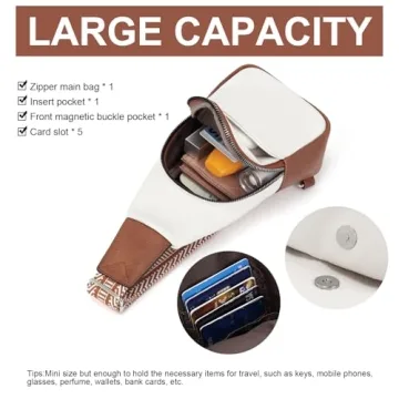 CLUCI Women's Vegan Leather Sling Bag with Guitar Strap