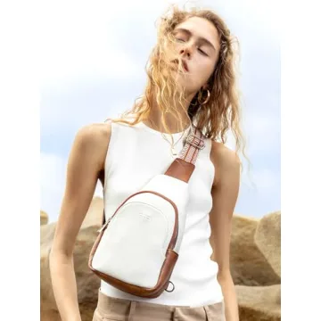 CLUCI Women's Vegan Leather Sling Bag with Guitar Strap