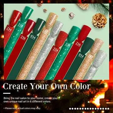 AZUREBEAUTY Dip Powder Nail Set, 6 Colors Glitter Red Green Silver Gold Nail Dipping Powder Starter ...