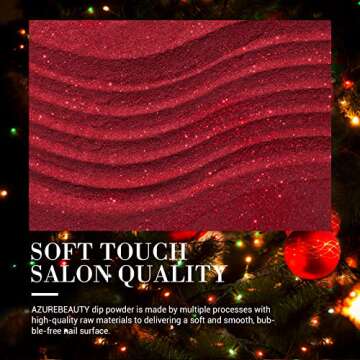 AZUREBEAUTY Dip Powder Nail Set, 6 Colors Glitter Red Green Silver Gold Nail Dipping Powder Starter Kit French Nail Art Sparkle Stunning Manicure Salon DIY No Need Nail Lamp Cured