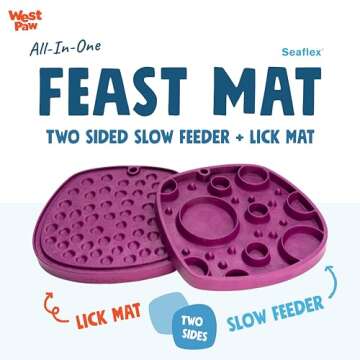 West Paw Seaflex Bubbles Feast Mat – All-in-One, Slow Feeder, Lick Mat – Encourages Foraging & F...