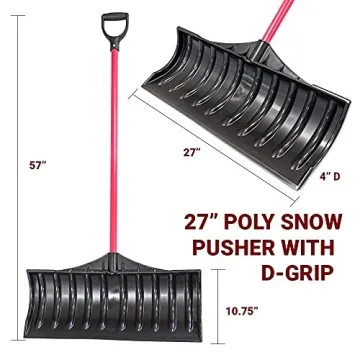 Bully Tools 27" Poly Snow Pusher with Fiberglass Handle