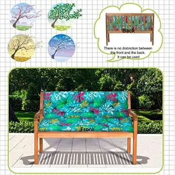 Replacement Cushions for Swing, Waterproof Porch Swing Cushion, 2-3 Seat Replacement Swing Seat Cushion with Backrest and Ties for Patio Backyard Porch Garden(Flower Color 40 * 60 in)