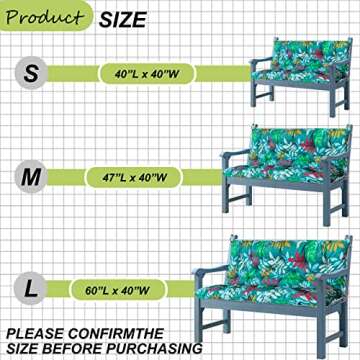 Replacement Cushions for Swing, Waterproof Porch Swing Cushion, 2-3 Seat Replacement Swing Seat Cushion with Backrest and Ties for Patio Backyard Porch Garden(Flower Color 40 * 60 in)