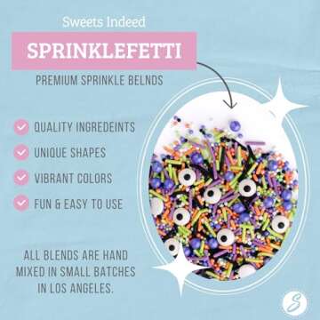 Sweets Indeed Halloween Sprinkles, Candy Eyeballs, Edible Sprinkle Mix, Perfect for Cake Decorations, Baking, Ice Cream, Cookies, Cupcake Topper, 4 ounces (Monster Mash)