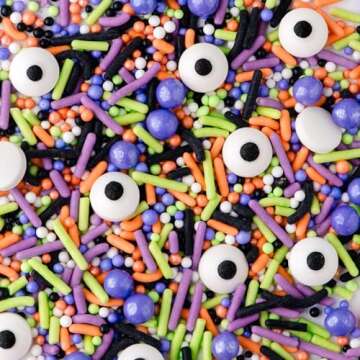 Sweets Indeed Halloween Sprinkles, Candy Eyeballs, Edible Sprinkle Mix, Perfect for Cake Decorations, Baking, Ice Cream, Cookies, Cupcake Topper, 4 ounces (Monster Mash)